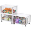 Extra Large Storage Drawer Cart with Wheels, Stackable Storage Boxes 3 Tier-4 Drawer Clear Plastic Organizer Container Rolling Cabinet for Art Crafts Supplies Under Desk Home Office Bedroom Bathroom