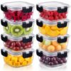 Extrapins 8 Pack Glass Food Containers with Black Lids, Square 11oz, 4.72In