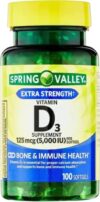 Extra Strength Vitamin D3 5000 IU (125 mcg) Softgels | Supports Bone, Teeth & Immune Health | High Potency Sunshine Vitamin | Easy-to-Swallow Supplement | 100 Count