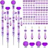 Exway 100 PCS DIY Fairy Wand Beaded Garden Stake Beads Kits with Purple Large Hole Beads 4 Crystal Stopper Top Threaded Rods and 4 Purple Sparkling Crystal Pendants for Outdoor Indoor Decor
