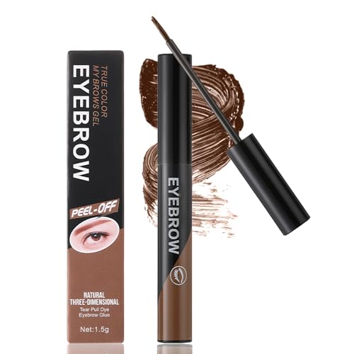 Eyebrow Gel - Peel-Off Eyebrow Tint, Waterproof Tattoo Cover Up Long-Lasting Peel Off Brow Gel For Natural & Defined Brows, Semi-Permanent Eyebrow Color Makeup For All-Day Wear(Light Brown)