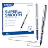 EYEYE Rollerball Pens 1.0mm, 12 Pack (6 Black 6 Blue) Roller Ball Pen Quick Dry, Liquid Ink Pens Bold Point Smooth Writing Pen for Journaling, Note Taking, Office, School Supplies