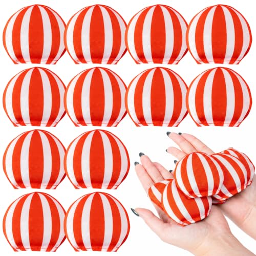 EYxsaxenk Carnival Bean Bags for Tossing - 12Pcs Circus Ball-shaped Red White Bean Bag Outside Toss Game Nylon Bean Bag Indoor Outdoor Tossing Toy for Kids Fall Thanksgiving Party Throwing Game Supply
