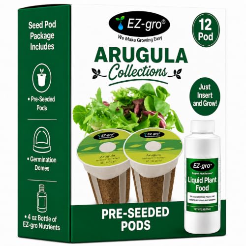 EZ-GRO Arugula Seed Pod Kit (12-Pod) | Pre-Seeded Hydroponics Seeds Pods with Oasis® Sponges for All Hydroponics Growing System | No Assembly Required | 35+ Seeds Pod Collections