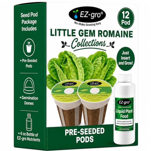 EZ-GRO Little Gem Romaine Lettuce Seed Pod Kit (12-Pod) | Pre-Seeded Hydroponics Seeds Pods with Oasis® Sponges for All Hydroponics Growing System | No Assembly Required | 35+ Seeds Pod Collections
