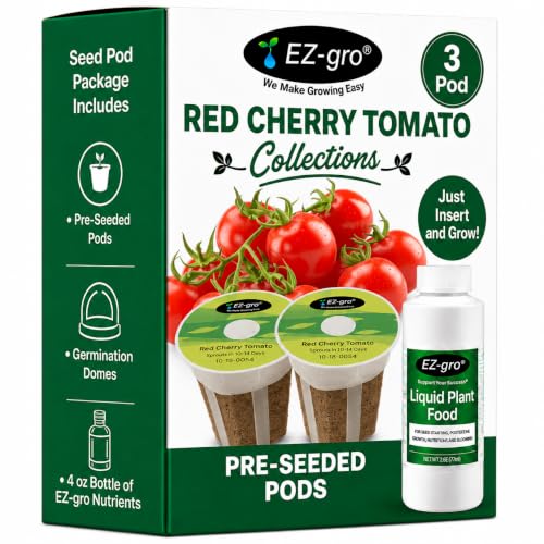 EZ-GRO Red Robin Cherry Tomato Seeds Pod Kit (12 Pod) | Hydroponic Seeds - Pre-Seeded Pods with Oasis® Sponges for All Hydroponics Growing System | No Assembly Required | 35+ Seed Pod Collections