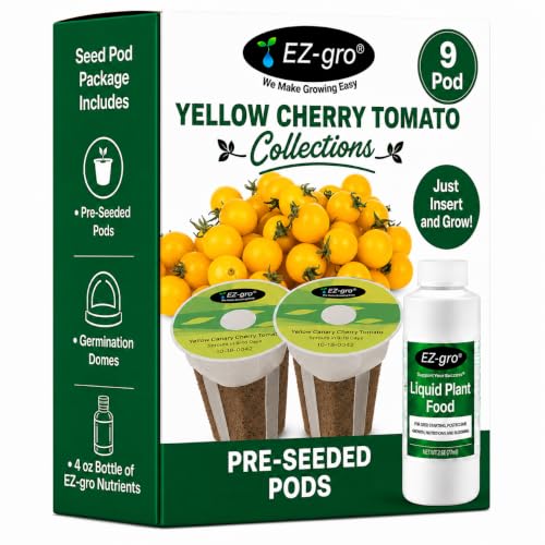 EZ-GRO Yellow Canary Cherry Tomato Seeds Pod Kit (12 Pod) | Hydroponic Seeds - Pre-Seeded Pods with Oasis® Sponges for All Hydroponics Growing System | No Assembly Required | 35+ Seed Pod Collections