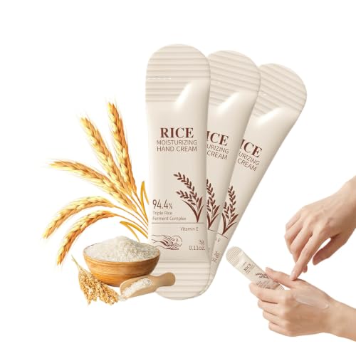Ezyuanchly Rice Moisturizer Hand Cream, 20 Lotion Packets Bulk, Nourishes Soothing Deeply, Repairs the Skins Barrier, Mini Lotion, Travel Size Body and Hand Lotion for Dry Skin, 1 Oz*20