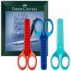 Faber-Castell Grip Scissors with Blade Covers, Rounded Tips, 3 Colour Pack