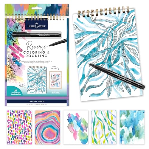 Faber-Castell Reverse Coloring & Doodling Book: Brights | Great Back to School Supplies | Relaxing Adult Coloring Book for Anxiety | Reverse Coloring Book for Adults Relaxation