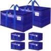 FabSpace Moving Storage Bags, Moving Supplies Packing Boxes for Moving, Camping, College Dorm Room Essentials for Girls, Blue Tote Bags, Heavy-Duty Storage Bins With Lids And Zippers, 93L 6 Pack