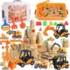 Faburo 34Pcs Sand Construction Site Kit Sensory Bin Toy for Toddler