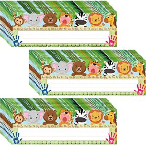 Faccito 40 Pcs Classroom Name Plate Bulk Traditional Manuscript Name Tag Flat Left or Right Alphabet with Adhesive Dots for School Classroom Student Desks Teaching(Animal Style)
