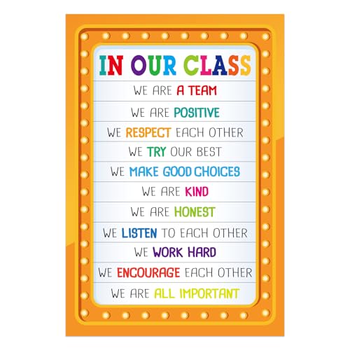 FaCraft Laminated Classroom Rules Poster - 16.5" x 12" Motivational Classroom Decorations for Elementary Middle School, Inspirational Growth Mindset Decor, Back to School Supplies Teacher Must Haves