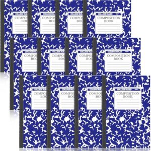 Fainne 12 Pack A5 Composition Notebooks Bulk College Ruled Composition Notebook College Ruled Notebooks Marble Covers Notebook for Student Classroom Office Supplies 8.2 x 5.5(Blue)