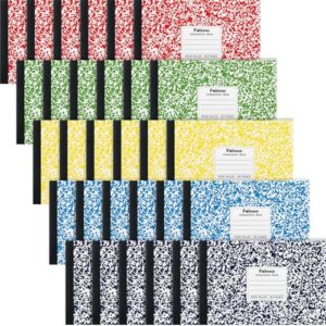Fainne 30 Pack Composition Notebooks Half Size 4-7/8 x 7-1/2 Inches Wide Ruled Half Page Composition Notebook for Journal School Classroom Supplies 40 Sheet(Multi Color,Snowflake Style)