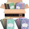 Fainne 50 Pack College Ruled Composition Notebooks Bulk A5,Multicolor
