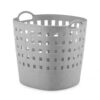 FALAH Carry-All Tote with Handles, Breathable Woven Plastic Storage, Gray Utility Shopping Tote for Laundry, Groceries, Household Organization and Everyday Use