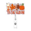 Fall Badge Reel,Tis the Season Nurse Badge Reels Retractable,Cute Thanksgiving Autumn Funny Badge Reels,Glitter Pumpkin Maple Leaf Badge Holder with Alligator Clip for Nurse Doctor Teacher Student