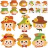 Fall Crafts for Kids 30 Sets DIY Autumn Scarecrow Art Stickers Thanksgiving Crafts Kit Make Your Own Scarecrow Head for Kindergarten School Classroom Activities Home Holiday Games Party Supplies