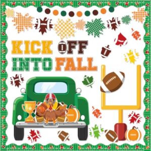 Fall Football Bulletin Board Decorations Thanksgiving Sport Border Bulletin Board Set Autumn Harvest Classroom Decorations Fall Maple Leaves Cutout for Door Wall School Supplies