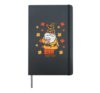 Fall Gnome Coffee Leopard Hat Halloween Thanksgiving Autumn Hardcover Journal, Black