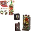 Fall into Wonderland Book Nook ＆ Advent Calendar 2025 Christmas Tree Building Set，2 Packs Building Blocks with LED Light for Home Decor, Ideal Gifts for Teen Boys Girls