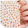 Fall Leaf Nail Stickers for Nail Art, 3Sheet Autumn Maple Leaves Nail Decals Gold Foil Maple Pattern Thanksgiving Day Nail Art Supplies for Women