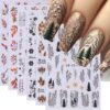Fall Nail Stickers 6PCS - Leaf Flower Nail Decals Self-Adhesive Autumn Leaves Floral Plant Nail Art Design Supplies Cute Fall Stickers for Women Nail Art Decorations Accessories