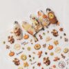 Fall Nail Stickers Cute Maple Leaf Pumpkins Bunny Nail Decals 1PCS 5D Embossed Self-Adhesive Cute Autumn Nail Design Sticker DIY Nail Manicure Accessories Fall Nail Decorations Nail Art for Women