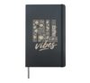 Fall Vibes Coffee Pumpkin Autumn Leaves Cozy Season Harvest Hardcover Journal, Black