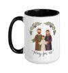 Family Joseph Mary Jesus Catholic Pray For Us Ceramic Mug, Black/White, 15oz