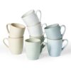famiware Jupiter Coffee Mugs Set of 8, 13 oz Coffee Mug, Microwave and Dishwasher Safe, Coffee Cups with Handle for Coffee, Tea, Cocoa, Milk, Multi-color
