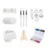 Fancyes Children Painting Supply Textured Drawing Kit Art Set Craft Kit Painting Kit with Pulp Pieces Pens Colorful Markers Display Easel Bead Chains Suitable for Party Activities Family Time
