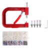 Fancyes Manual Bead Machine Bead Setter Hand Press Tool Craft Press with Interchangeable Heads Iron Frame Ergonomic Lever Suitable for Garment Decoration Sewing Rooms DIY Beadwork, Red
