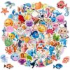 Fancy Land 100Pcs Ocean Stickers Vinyl Waterproof Under The Sea Decals for Water Bottles Sea Creature Sticker Pack for Laptop Scrapbooking Decorations Supplies