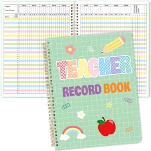 Fancy Land Teacher Record Book Class Grade Book for Teacher Assignments Attendance Tests Gradebook Classroom Office Supplies 8-1/2 x 11 inch Checkerboard