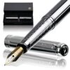 FANSTIK Silver Luxury fountain pen, fancy gift set for women, Chrome Finish, Professional executive pen gift set for men (Lux fountain Silver)