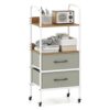 FANTASK Drawer Trolley, Rolling Container, 3-Tier Trolley with 2 Fabric Drawers, Shelf & 4 Wheels, Metal Frame for Home & Office, 30 x 43.5 x 96 cm