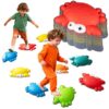 FANTASK Non-Slip Children's Balancing Stones, Indoor & Outdoor Stepping Stones, Stepping Stones up to 80 kg Load Capacity, Sensory Toy from 3 Years (Set of 9, Crabs)