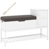 FANTASK Shoe Cabinet with Bench, 100 x 30 x 68 cm, Shoe Rack with Hinged Lid, Seat & 2 Doors, Bench with Storage Space, Storage Organiser for Hallway, Living Room & Wardrobe