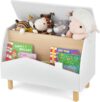FANTASK Wooden Toy Box with Shelf, Toy Chest with Lid, Storage Chest Toy Box for Children's Toys