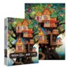Fantasy Tree House Art Puzzle for Adults 1000 Pieces, Colorful Tree of Life Plant Painting Jigsaw Puzzles, Challenging Hard Nature Puzzles for Adults Home Decor