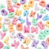 FASHEWELRY 100Pcs Macaron Colors Jumbo Letter Beads for Paracord, UV Plating Big Alphabet Beads Iridescent Big Spacer Bead for Bracelets Necklace Keychains Jewelry Making