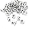 FASHEWELRY 50Pcs Silver Large Letter Beads, UV Plating 21mm Big Alphabet Beads Random Mixed Metallic Large Hole Paracord Bead Spacer for Keychains Bracelets Bag Charms Shoelaces