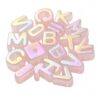 FASHEWELRY 90Pcs Rainbow Iridescent Chunky Letter Beads 20mm Big Alphabet Beads for Bracelets, Bubble Initials Bead for Paracord Keychains Making Bag Charm Shoelaces (Misty Rose)