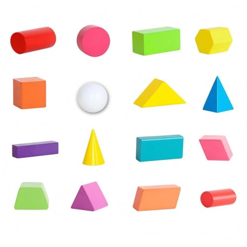 FashionCha Children Geometric Puzzle Shape Blocks Set Cube Sphere Cone Column Stacking Sorting Assembling Wood Smooth Surface Suitable for fine Motor Practice Cognitive Training Daycare use