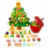 FashionCha Felt Busy Board for and, Educational Toys with Cutting, for Exploration, Green Large Christmas Tree (75 * 60) + 32 Kinds of Apple Barrel Cut-and-Play