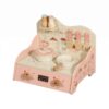 FashionCha Pretend Cooking Set Wooden Kitchen Cooktop Toy Pretend Kitchen Cooktop Printed Illustrations Hanging Hooks