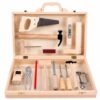 FashionCha Realistic Pretend Workbench Set Wooden Toy Pretend Construction Tools Metal